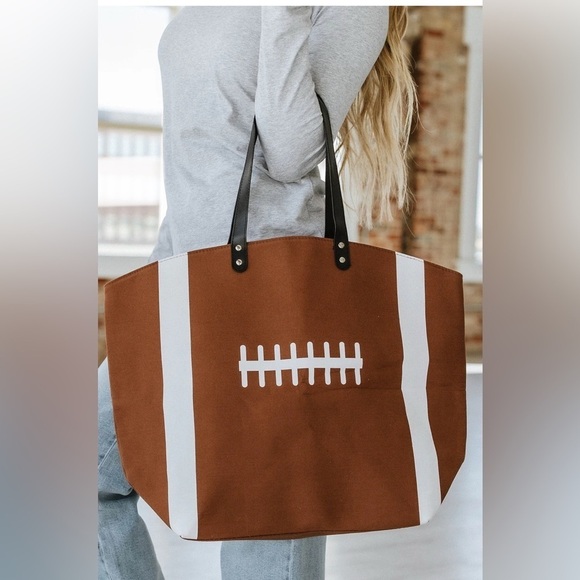 Madeline Love Handbags - Football Stitch Large Tote Bag / Shoulder Bag. Spacious, well made, charming